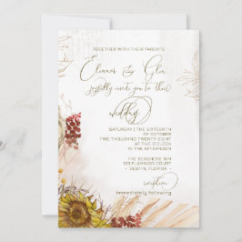 Convite Rustic Light Bohemian Sunflower Weditation