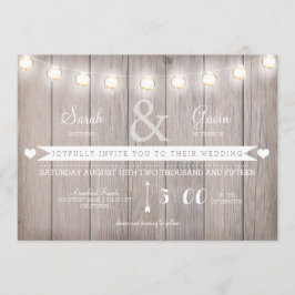 Convite Rustic Lights Wedding Texto personalizável para co