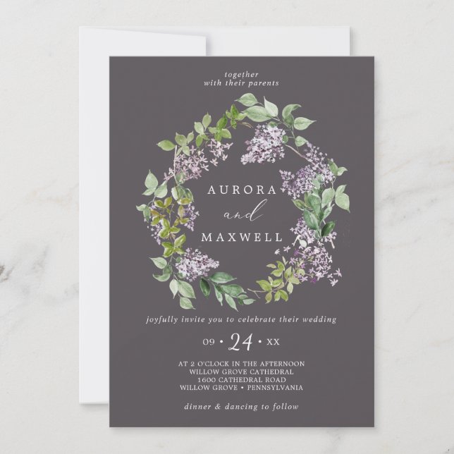 Convite Rustic Lilac | Casamento de Cinzas (Frente)