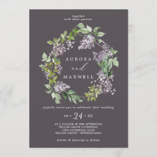 Convite Rustic Lilac   Casamento de Cinzas