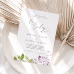 Convite Rustic Lilac La Boda De Wedding<br><div class="desc">Este convite de casamento é perfeito para um casamento de primavera ou verão. A romântica e elegante design floral apresenta flores lilás roxas de aquarela com uma sensação de jardim boho country.</div>