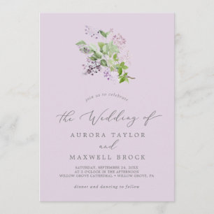 Convite Rustic Lilac   Lavanda Casamento Simples
