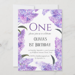 Convite Rustic Lilac Primeiro Aniversário de Marinha