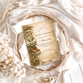 Convite Rustic Little Hunter Woodland Baby Shower