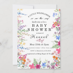 Convite Rustic Little Wildflower Chá de fraldas Invite