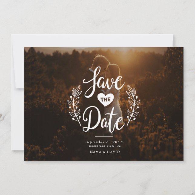 Convite Rustic Love Save the Date (Frente)