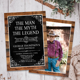 Convite Rustic Man Myth Legend Photo 90 Birthday