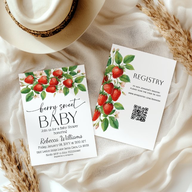 Convite Rustic Market Strawberry Berry Sweet Baby Shower (Criador carregado)