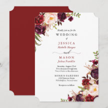 Convite Rustic Marsala Burgundy Para Casamento