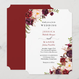 Convite Rustic Marsala Burgundy Para Casamento