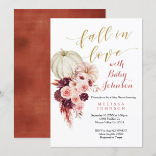 Convite Rustic Marsala Pumpkin Cai no Chá de fraldas do A