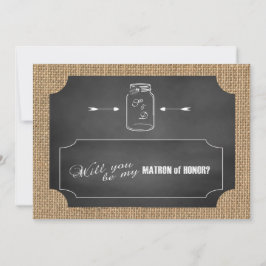 Convite Rustic Mason Jar Burlap Seja Minha Matriz de Honra