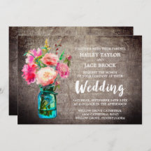 Rustic Mason Jar com Casamento de Buquê Flor