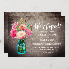 Convite Rustic Mason Jar com Flores e Recepção Elopement