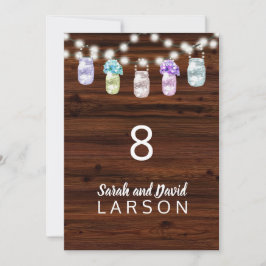 Convite Rustic Mason Jar Com Luzes Números De Mesa De Casa
