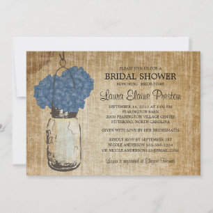 Convite Rustic Mason Jar e Hydrangeas
