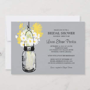 Convite Rustic Mason Jar e Wildflower Daisies