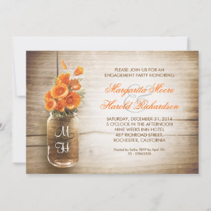 Convite rustic mason jar engagement party invitations