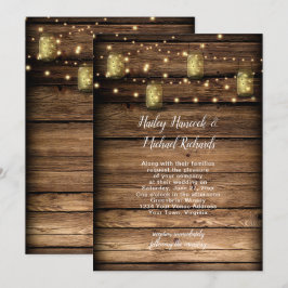 Convite Rustic Mason Jar Fireflies