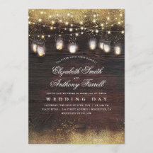 Rustic Mason Jar Lights e Dourado Casamento Glitte