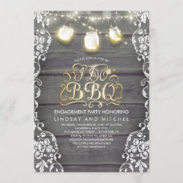 Convite Rustic Mason Jar Luz Madeira e Lace I Do CHURRASCO