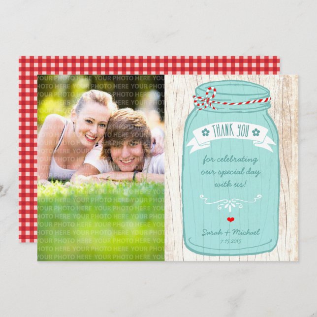 Convite Rustic Mason Jar no Latido Ilustrated Wedding (Frente/Verso)