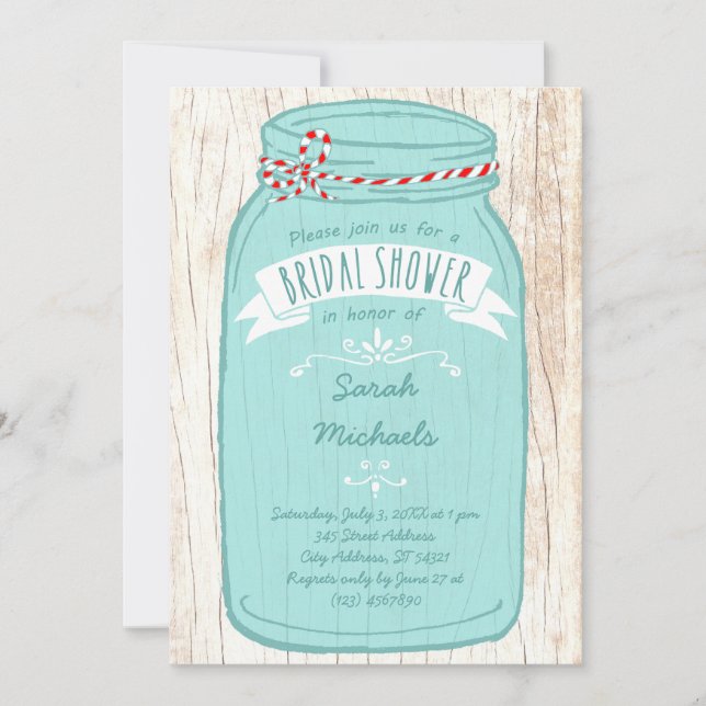Convite Rustic Mason Jar no Latido Ilustrated Wedding (Frente)