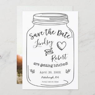 Convite Rustic Mason Jar Salve a Data com Foto