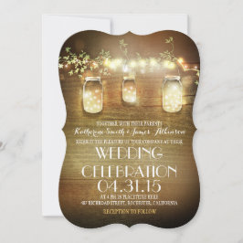 Convite Rustic Mason Jars String Luzes Elegante Casamento