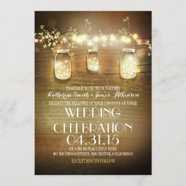 Convite Rustic Mason Jars String Luzes Elegante Casamento