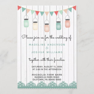 Convite Rustic Mason Jars String Luzes no Casamento de Mad