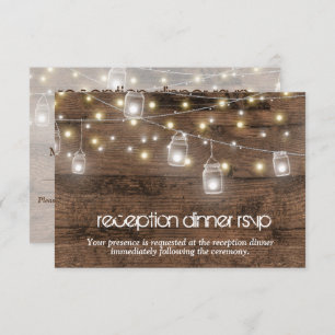 Convite Rustic Mason Lights Reception Janto RSVP Entree
