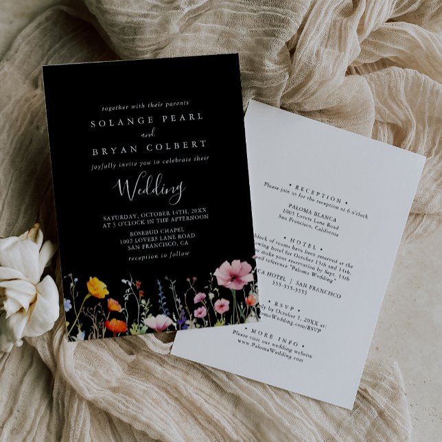 Convite Rustic Meadow Botanical Front & Back Wedding (Criador carregado)