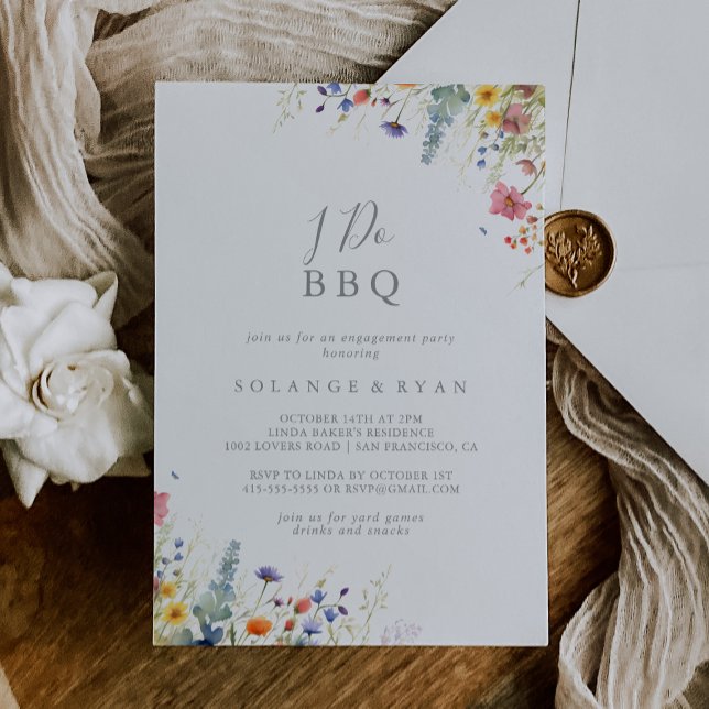 Convite Rustic Meadow Botanical I Do BBQ Engagement Party (Criador carregado)