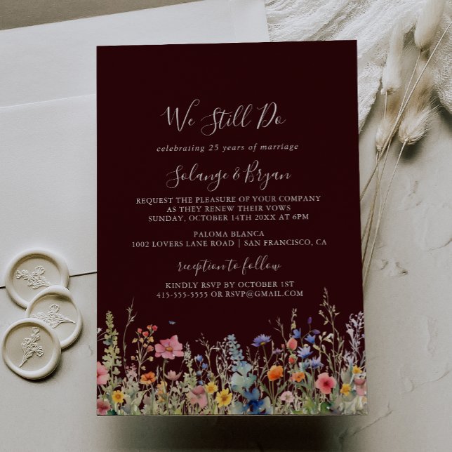 Convite Rustic Meadow Botanical We Still Do Vow Renewal (Criador carregado)