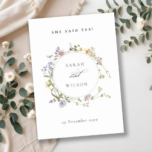 Convite Rustic Meadow Floral Wreath Ela Disse Sim