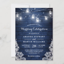 Rustic Midnight Blue String Luzes Lace Casamento