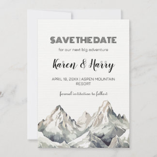 Convite Rustic Minimalist Kraft Mountain Salve a data