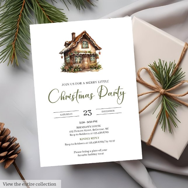 Convite Rustic Minimalist Neutral Earthy Cozy Xmas Party  (Rustic Minimalist Neutral Earthy Cozy Xmas Party Card Invite)
