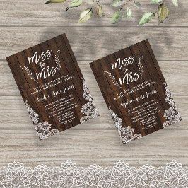 Convite Rustic Miss To Mrs Wood Lace Chá de panela