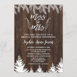 Convite Rustic Miss To Mrs Wood Pine Trees Chá de panela