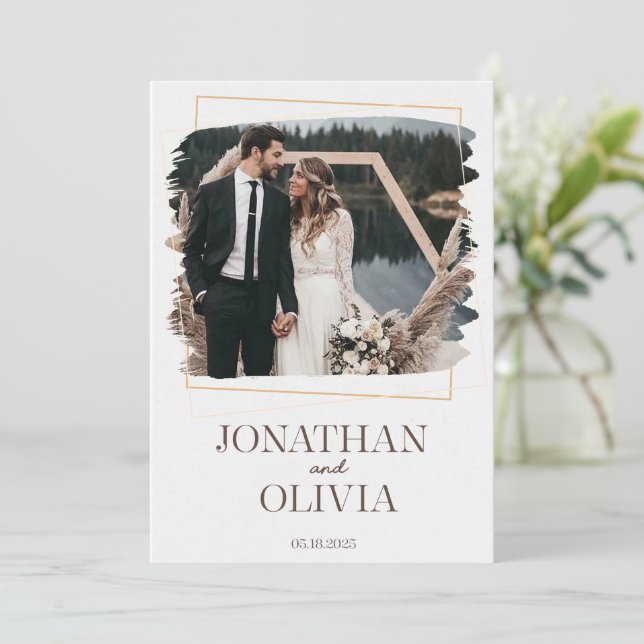 Convite Rustic Modern Wedding Invitation (Em pé/Frente)
