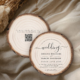 Convite Rustic Modern Wood Natural Elegant Barn Wedding