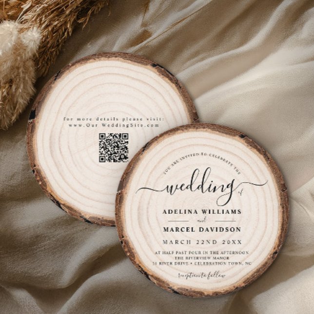 Convite Rustic Modern Wood Natural Elegant Barn Wedding (Criador carregado)