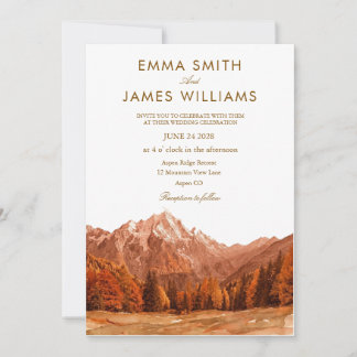 Convite  Rustic mountain watercolor  Wedding Invitation 