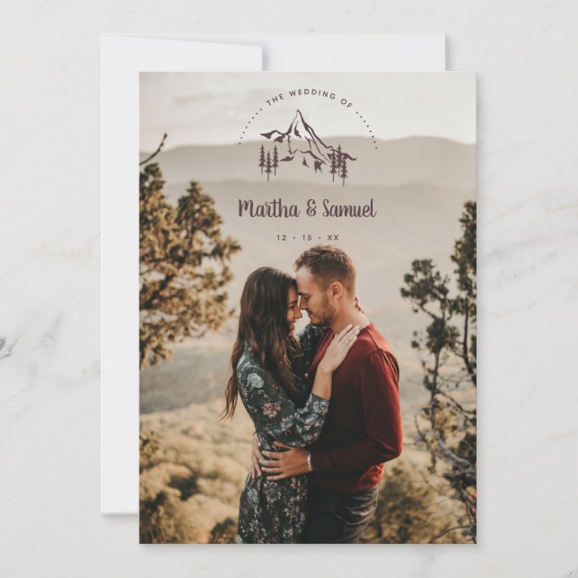 Convite Rustic Mountains Landscape Romantic Photo Wedding (Frente)