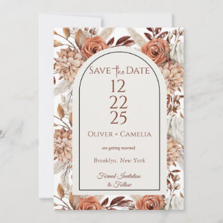 Convite Rustic Neutral Boho Floral Guarde As Datas