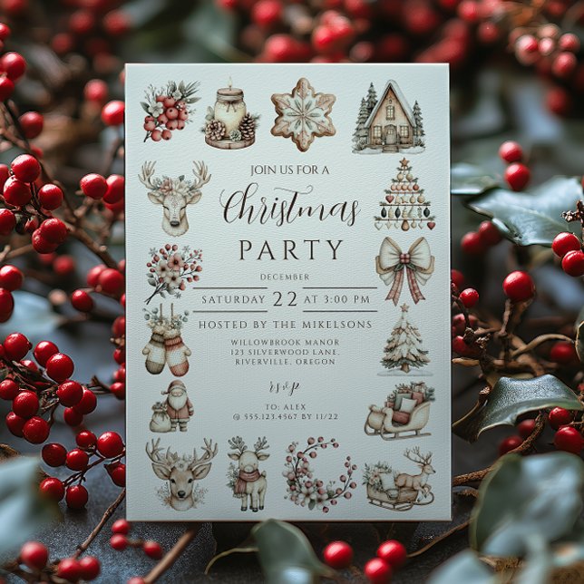 Convite Rustic Neutral Christmas Celebration (Criador carregado)