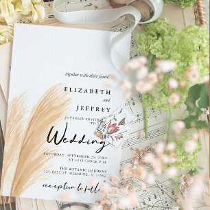 Convite Rustic Neutral Earthy Boho Pampas Grass Casando Em