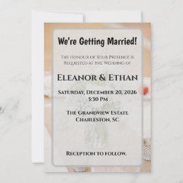 Convite Rustic Neutral White Rose Burlap Mason Jar Wedding